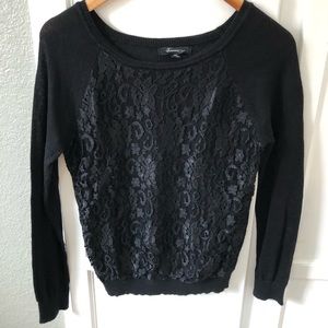 Black Lace Front Sweater